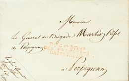 2399 France. 1808. COVER. (June 2nd). BARCELONA To PERPIGNAN (letter From General Guillaume Philibert Duhesme). BAU Gª D - Andere & Zonder Classificatie