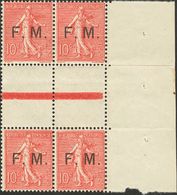 2423 France. Military Franchise. 1906. Yv. ** 4(4). 10 Cts Pink, Block Of Four With GUTTER. VERY FINE AND RARE.  Yvert 2 - Andere & Zonder Classificatie