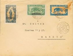 2430 Cameroon. 1921. COVER. Yv. 88, 91. 15 Cts Blue And Bistre On Postal Stationery From DOUALA To MADRID, With Compleme - Autres & Non Classés