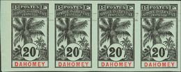 2438 Dahomey. 1906. Yv. (*) 23a(4). 20 Cts Black On Blue-gray, Strip Four. IMPERFORATED VERY FINE.  Yvert 2013: 440€ - Other & Unclassified