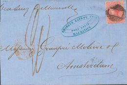 2570 Mauritius. 1860. COVER. Yv. 25. 4 P Pink. PORT-LOUIS To AMSTERDAM (NETHERLANDS). Oval Postmark Of Bars And In The F - Maurice (1968-...)
