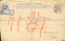 2573 Nigeria. 1921. COVER. Yv. 7. 2 P Overseas On Postal Stationery Registered From KANO To MADRID, With Complementary F - Nigeria (...-1960)