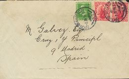 2580 New Zealand. 1916. COVER. Yv. 163, 136(2). ½ P Green Yellow And 1 P Carmine, Two Stamps. MORNINGTON To MADRID (addr - Andere & Zonder Classificatie