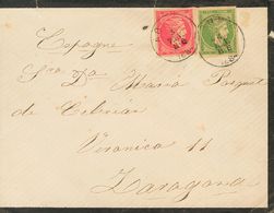 2596 Greece. 1884. COVER. Yv. 48, 51. 5 L Green On Cream And 20 L Pink On Cream. ATHENS To ZARAGOZA. C.d.s. ATHENS And O - Sonstige & Ohne Zuordnung