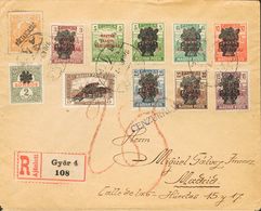 2614 Hungary. 1920. COVER. Yv. 265, 267/72, 282. Different Values (including Two Of Newspapers). Registered From GYOR To - Autres & Non Classés