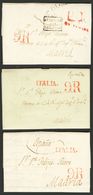 2641 Italy. Prephilately. 1828. COVER. Set Of Three Letters From ROME To MADRID, One With ROMA Linear Postmark, In Black - Non Classés