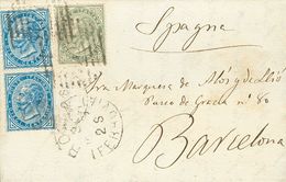 2642 Italy. 1879. COVER. Yv. 14, 16(2). 5 Cts Gray Green And 10 Cts Blue, Two Stamps. ROME To BARCELONA. VERY FINE. (Sas - Unclassified