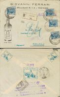 2654 Italy. 1919. COVER. Yv. 79(4). 25 Blue Cts, Four Stamps And Vignettes CIRCOLO FILATELICO ITALIANO TORINO On The Bac - Zonder Classificatie