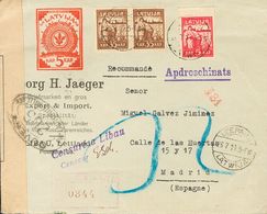2673 Latvia. 1919. COVER. Yv. 34, 36(2). 5 K Red And 35 K Brown, Two Stamps. Registered From LIEPAJA To MADRID (sent By  - Other & Unclassified