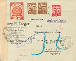 2673 Latvia. 1919. COVER. Yv. 34, 36(2). 5 K Red And 35 K Brown, Two Stamps. Registered From LIEPAJA To MADRID (sent By  - Autres & Non Classés