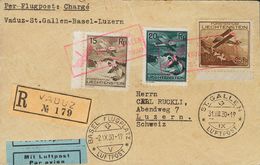 2677 Liechtenstein. Airmail. 1930. COVER. Yv. 1/3. 15 Rp Chestnut, 20 Rp Green Black And 25 Rp Chestnut. Registered Airm - Other & Unclassified