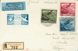 2678 Liechtenstein. Airmail. 1930. COVER. Yv. 4/6. 35 R Blue, 45 R Green And 1 Fr Carmine. Registered Cover From TRIESEN - Autres & Non Classés