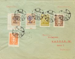 2680 Lithuania. 1927. COVER. Yv. 263, 264, 202, 237, 250. 2 Cts Orange, 3 Cts Chestnut And Various Values. KAUNAS To MAD - Lithuania