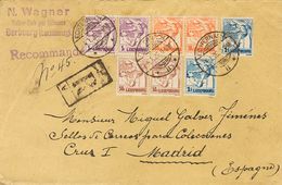 2682 Luxembourg. 1926. COVER. Yv. 160/63(2). Two Complete Sets Registered From BERBOURG To MADRID (addressed To Miguel G - Autres & Non Classés