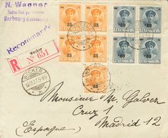 2683 Luxembourg. 1927. COVER. Yv. 197(5), 199(5). 35 Cts On 40 Orange Cts, Five Stamps And 60 Cts On 75 Blue Cts, Four S - Autres & Non Classés