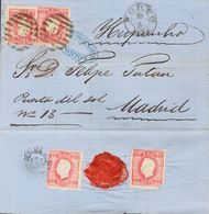 2700 Portugal. 1874. COVER. Yv. 40B(4). 25 Reis Pink. PERFORATED 13 ½, Four Stamps (two On The Back, One With Defect, Th - Sonstige & Ohne Zuordnung