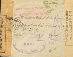 2712 Portuguese India. (1915ca). COVER. GOA To GENEVA. Postmark COMMISION PORTUGAISE DES PRISIONNIERS DE GUERRE / CROIX  - Portugees-Indië
