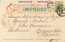 2720 Russia. 1903. COVER. Yv. 39. 2 K Yellow Green. Postcard From SAINT PETERSBURG To LA OROTAVA (CANARY ISLANDS), Addre - Autres & Non Classés