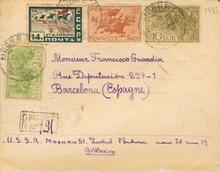 2726 Russia. 1935. COVER. Yv. 450/53. Complete Set. Registered From MOSCU To BARCELONA. On Reverse Arrival. VERY FINE AN - Autres & Non Classés