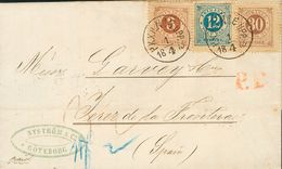 2740 Sweden. 1873. COVER. Yv. 16A, 20A, 23A. 3 Ore Brown, 12 Ore Blue And 30 Ore Brown. GOTEBORG To JEREZ DE LA FRONTERA - Sonstige & Ohne Zuordnung