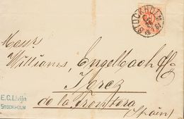 2741 Sweden. 1881. COVER. Yv. 21. 20 Ore Red Orange. STOCKHOLM To JEREZ DE LA FRONTERA (SPAIN). On Reverse Arrival.VERY  - Andere & Zonder Classificatie