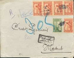 2766 Turkey. 1915. COVER. Yv. 181, 182(5). 10 Paras Green And 20 Paras Red, Five Stamps. Registered From GALATA To MADRI - Autres & Non Classés