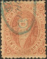 2786 Argentina. 1864. Yv. º 11. 5 Ctvos Rojo Pardo, 1ª Y 2ª Tirada. Matasello De Mensajerías FRANCO (con Ratón), En Azul - Andere & Zonder Classificatie