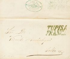 2799 Bolivia. Prefilatelia. 1866. SOBRE. TUPIZA A SALTA. Marcas TUPISA Y FRANCA, En Azul Y Al Dorso Marca CORREOS / DE Y - Bolivië