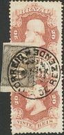 2807 Brazil. 1866. Yv. º 24A(2), 14A. 20 Reis Lilac Chestnut, Pair And 60 Cts Black From 1850 (over The Pair). C.d.s. CO - Other & Unclassified