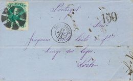 2811 Brazil. 1874. COVER. Yv. 27B. 100 Reis Green On Blued Paper. PERNAMBUCO To OPORTO (PORTUGAL). Fancy Eight Arms Canc - Other & Unclassified