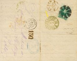 2812 Brazil. 1874. COVER. Yv. 27B. 100 Reis Green On Blued Paper (franked On Reverse). PERNAMBUCO To OPORTO (PORTUGAL).  - Other & Unclassified