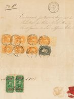 2816 Brazil. 1879. COVER. Yv. 28, 29(7). 200 Reis Black, 500 Reis Orange, Seven Stamps (three With Defects) And Fiscal S - Andere & Zonder Classificatie
