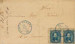2821 Brazil. 1879. COVER. Yv. 32(2). 50 Reis Blue, Pair. PORTO ALEGRE To RIO DE JANEIRO. Blue C.d.s. PORTO ALEGRE / ( C) - Other & Unclassified