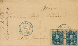 2821 Brazil. 1879. COVER. Yv. 32(2). 50 Reis Blue, Pair. PORTO ALEGRE To RIO DE JANEIRO. Blue C.d.s. PORTO ALEGRE / ( C) - Andere & Zonder Classificatie