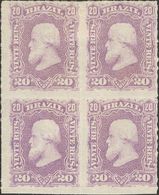 2836 Brazil. 1878. Yv. * 38(4). 20 Reis Purple, Block Of Four. VERY FINE AND RARE. (Scott 69) - Andere & Zonder Classificatie