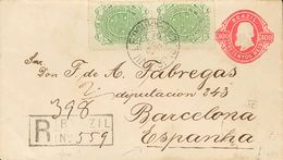2851 Brazil. Postal Stationery. 1893. COVER. Yv. 69(2). 300 Reis Pink On Postal Stationery Card Registered Addressed To  - Andere & Zonder Classificatie