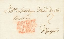 2867 Colombia. Colonial. 1819. SOBRE. SANTA FE DE BOGOTA A POPAYAN. Marca SANTAFE / DE BOGOTA / FRANCA (P.E.8) Edición 2 - Colombie