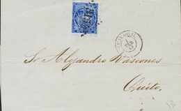 2885 Ecuador. 1865. SOBRE. Yv. 1a. ½ Real Ultramar Sobre Azulado. GUAYAQUIL A QUITO. Matasello ROMBO DE PUNTOS 3154 Y En - Equateur