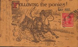 2910 United States. 1908. COVER. Yv. 158. 2 Ctvos Carmine . Postcard, Made In Leather, From SANTA CLARA To VALLADOLID (S - Autres & Non Classés