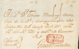 2965 Guatemala. Prefilatelia. (1802ca). SOBRE. Frente De Plica (con Una Solapa Al Dorso) De QUEZALTENANGO (REINO DE GUAT - Guatemala