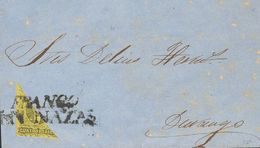 3009 Méjico. 1861. SOBRE. Yv. 9a. 4 Reales Negro Sobre Amarillo, BISECTADO DIAGONALMENTE Para Ser Utilizado Como 2 Reale - Mexique
