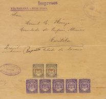 3064 Nicaragua. 1911. SOBRE. Yv. 253(5), 265(2). 4 Ctvos Violeta, Cinco Sellos (doblez Horizontal Provocado Por El Plieg - Nicaragua