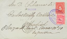 3072 Nicaragua. Entero Postal. 1897. SOBRE. Yv. 83. 5 Ctvos Rojo Sobre Entero Postal De MANAGUA A MADRID, Con Franqueo C - Nicaragua