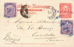 3076 Nicaragua. Entero Postal. 1907. SOBRE. Yv. 198(2). Vale 4 Cts Sobre 2 Ctvos Rosa Sobre Tarjeta Entero Postal De SAN - Nicaragua