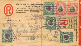 3082 Panamá. Entero Postal. 1920. SOBRE. Yv. 98(4), 99(2). 5 Cts Negro Y Rojo Sobre Entero Postal Certificado De PANAMA  - Panama