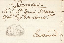 3106 Salvador. Prefilatelia. 1807. SOBRE. SONSONATE (SALVADOR) A GUATEMALA (carta Completa). Marca SON / SONATE (P.E.1)  - Salvador