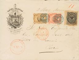3107 Salvador. 1880. SOBRE. Yv. 2, 4, 12. 1 Real Rojo, 4 Reales Bistre Y 10 Ctvos Negro (tonalizado). Sobre Personal Del - El Salvador