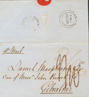 3137 China. Bristish Post Office. 1855. COVER. CANTON To GIBRALTAR, Addresed Via Hong Kong. On The Front Rate "2/2" Corr - Sonstige & Ohne Zuordnung