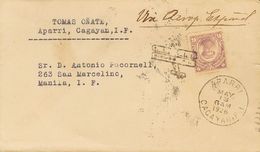 3152 Philippines. U.S. Administration. 1926. COVER. Yv. 206. 6 Cts Lilac. APARRI To MANILA. Fancy Cancel (plane) And In  - Philippinen