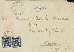 3171 Palestine. 1919. COVER. Yv. 9(2). 1 Pi Blue Violet, Two Stamps. Registered From BEIRUT To BARCELONA. Postmark BEYRO - Andere & Zonder Classificatie